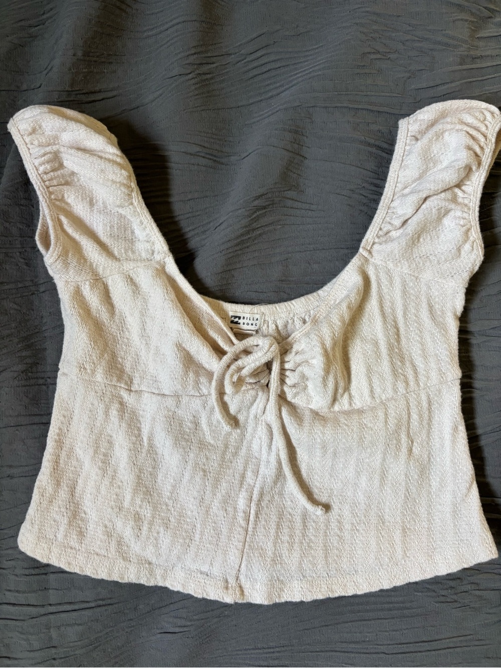 Billabong Cream Textured Tie-Front Crop Top